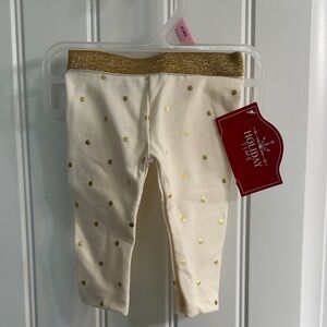 Holiday Time Cream Leggings with Gold Accents